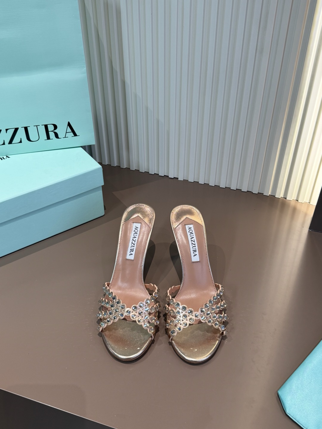 Aquazzura 水鑽 PVC 高跟 拖鞋