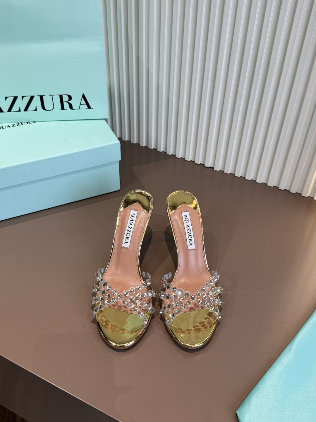 Aquazzura 水鑽 PVC 高跟 拖鞋
