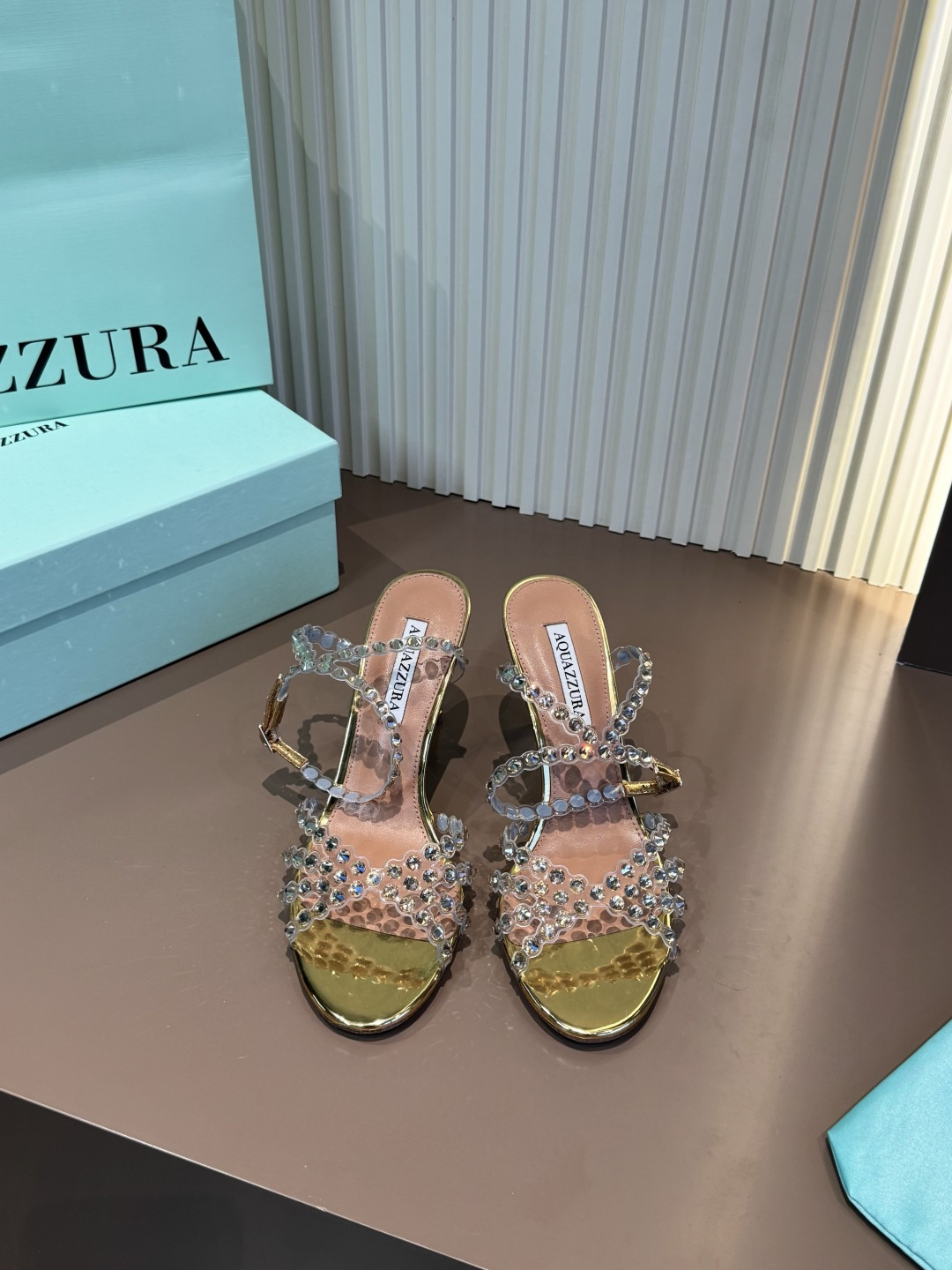 Aquazzura 涼鞋 燙鑽 PVC 羊皮 高跟