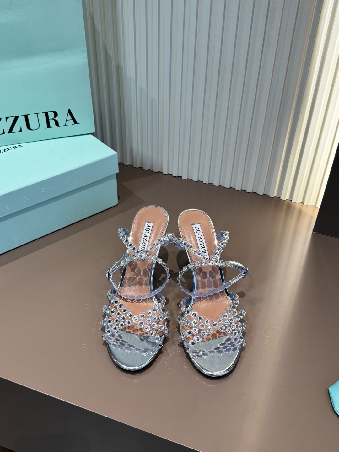 Aquazzura 涼鞋 燙鑽 PVC 羊皮 高跟