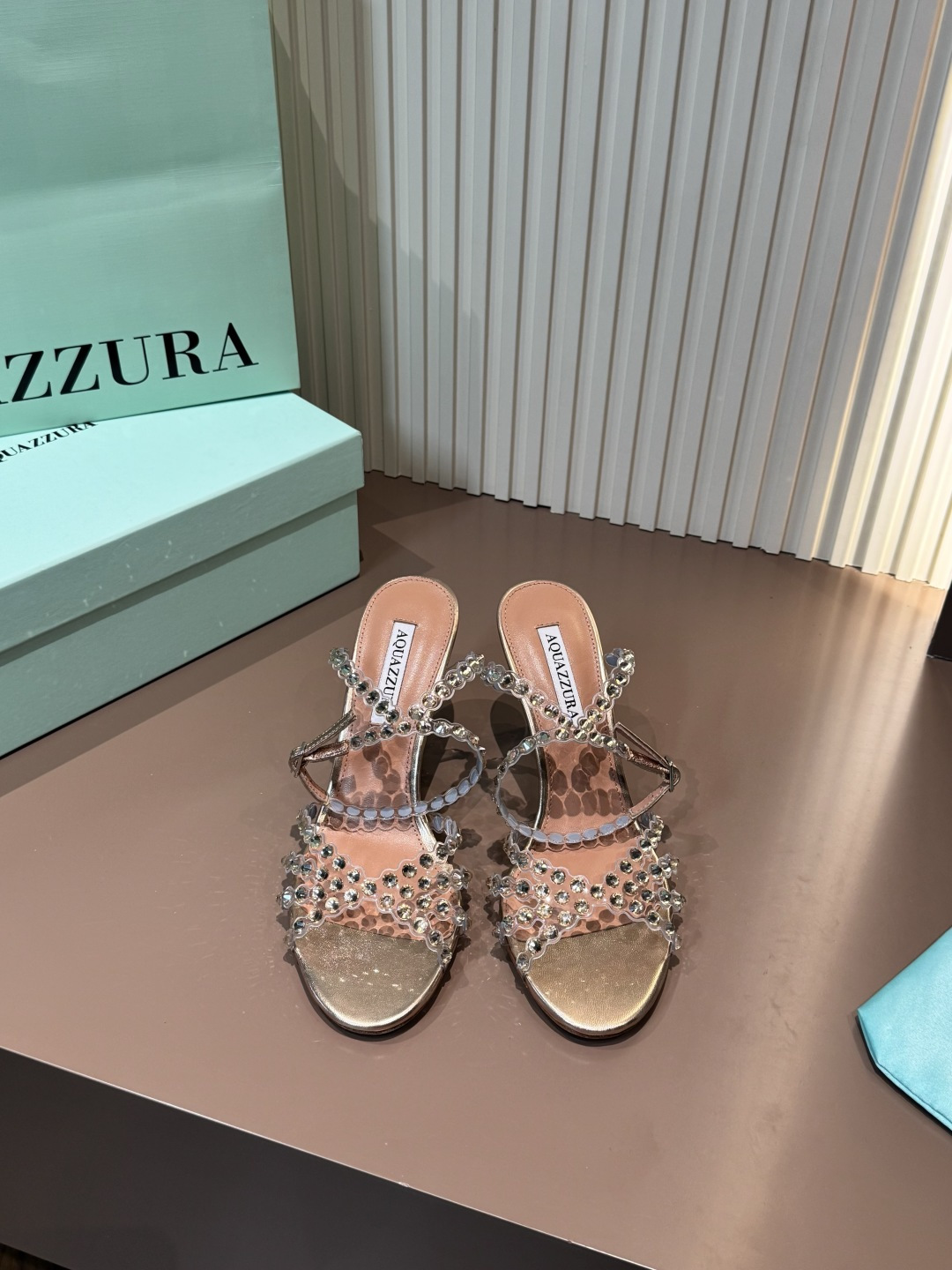Aquazzura 涼鞋 燙鑽 PVC 羊皮 高跟