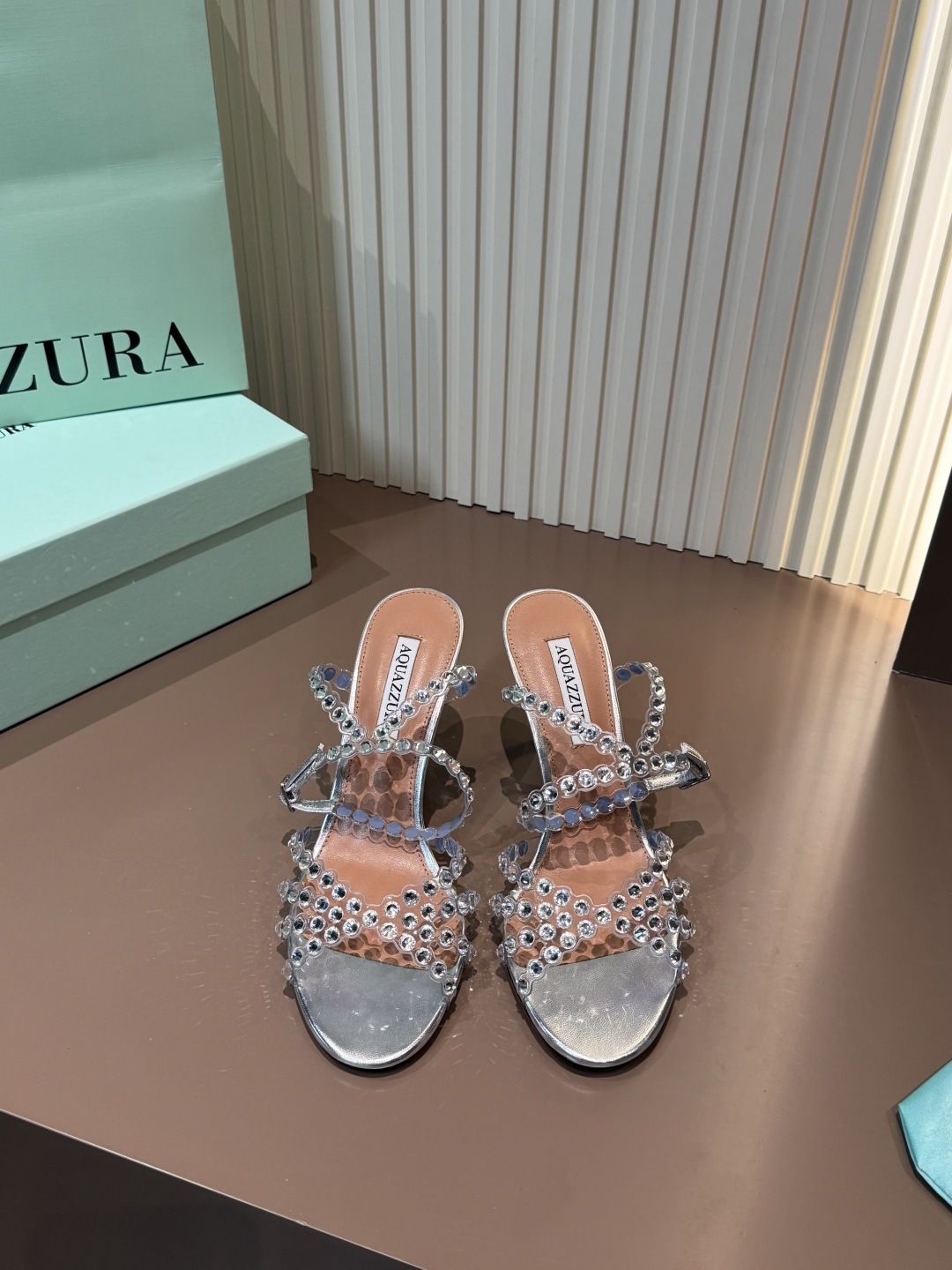 Aquazzura 涼鞋 燙鑽 PVC 羊皮 高跟
