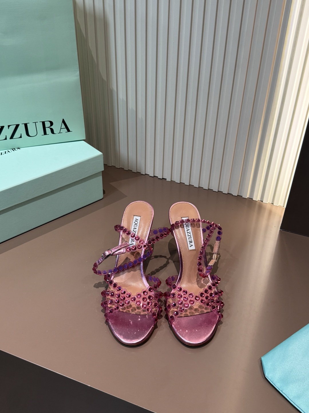 Aquazzura 涼鞋 燙鑽 PVC 羊皮 高跟