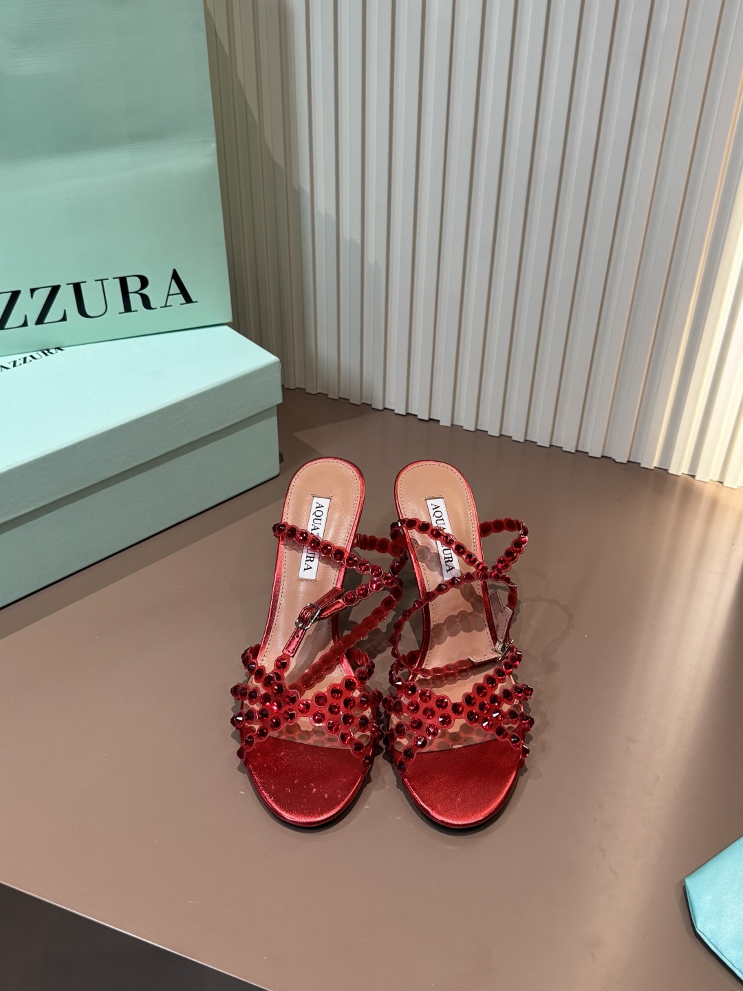 Aquazzura 涼鞋 燙鑽 PVC 羊皮 高跟