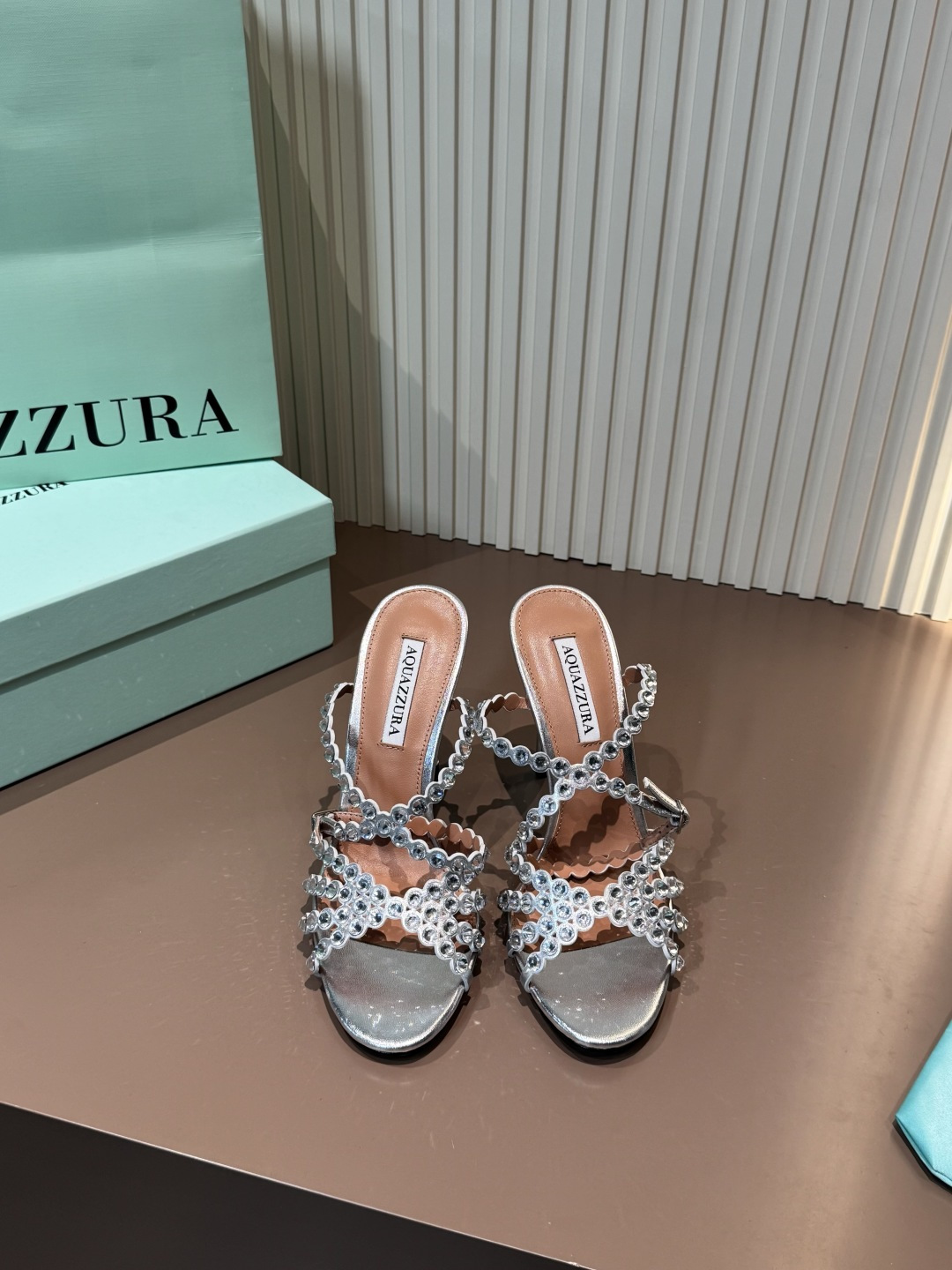 Aquazzura 涼鞋 燙鑽 PVC 金屬皮 高跟