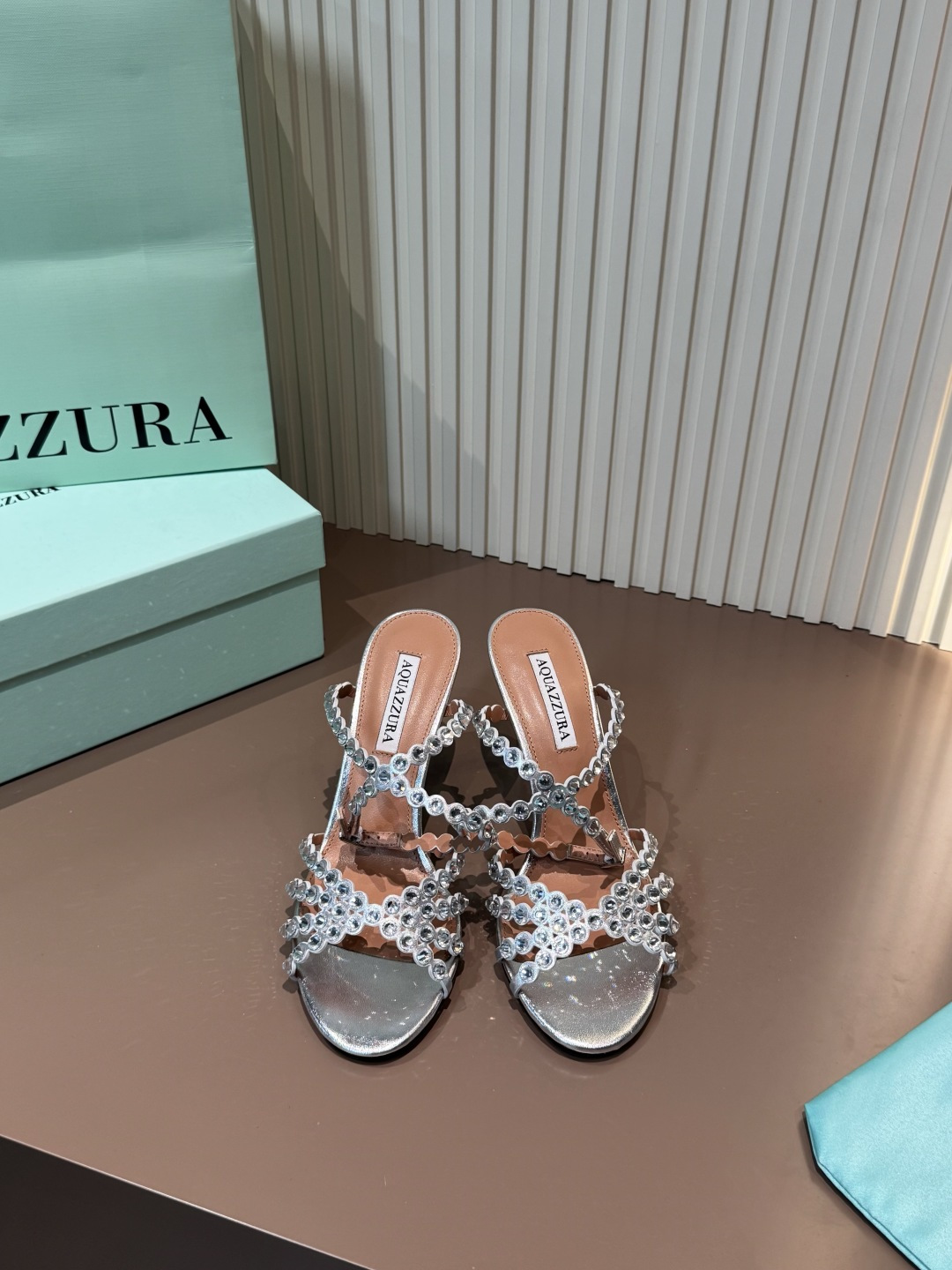 Aquazzura 涼鞋 燙鑽 PVC 金屬皮 高跟