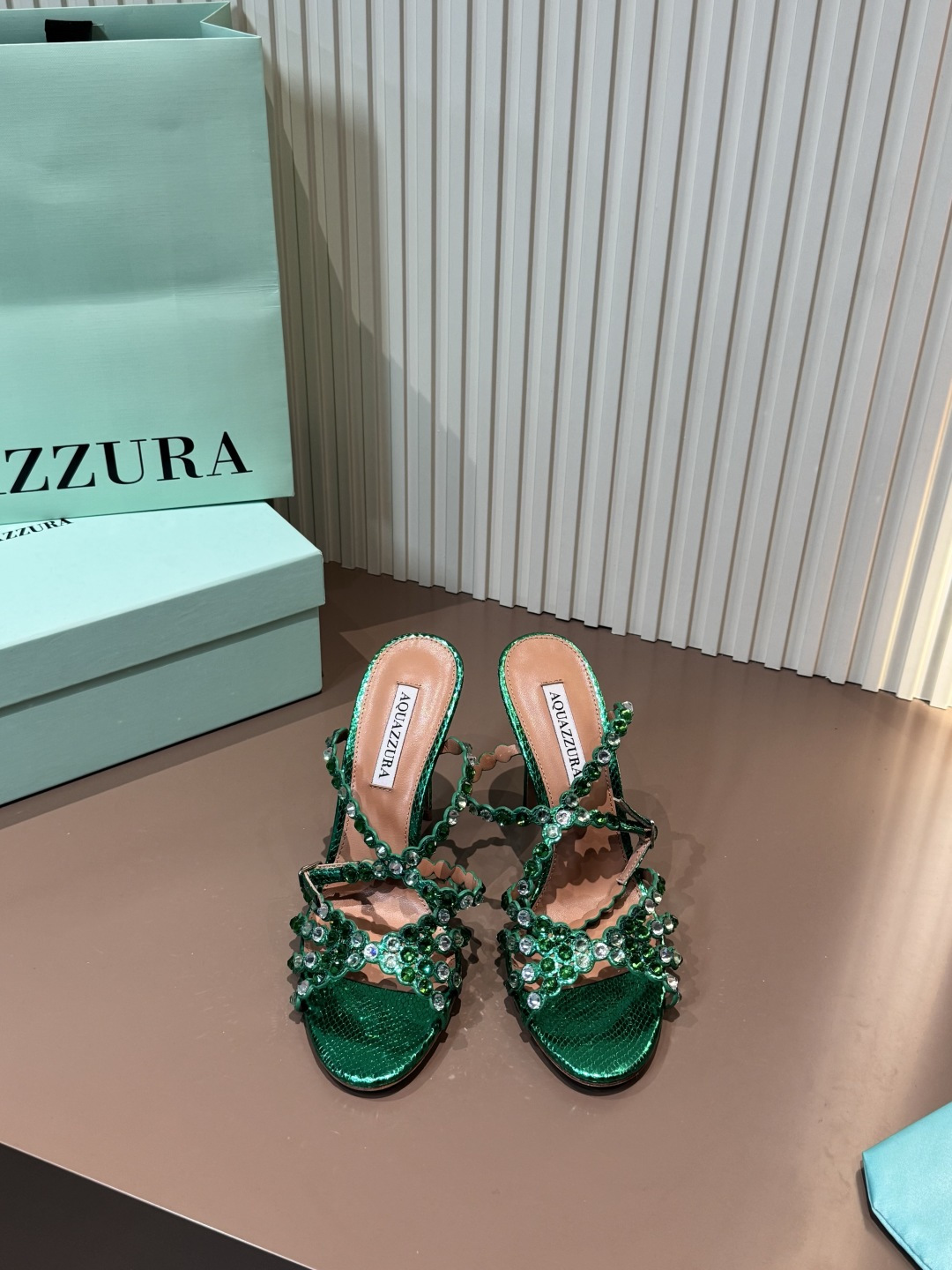 Aquazzura 涼鞋 燙鑽 PVC 羊皮 高跟