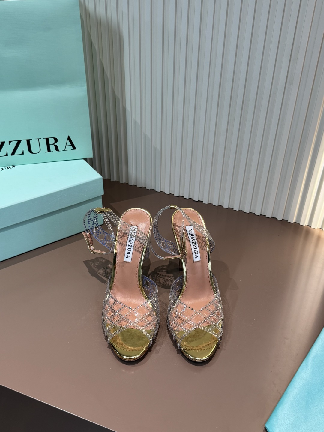 Aquazzura Sandals Film Crystal Cross High Heel