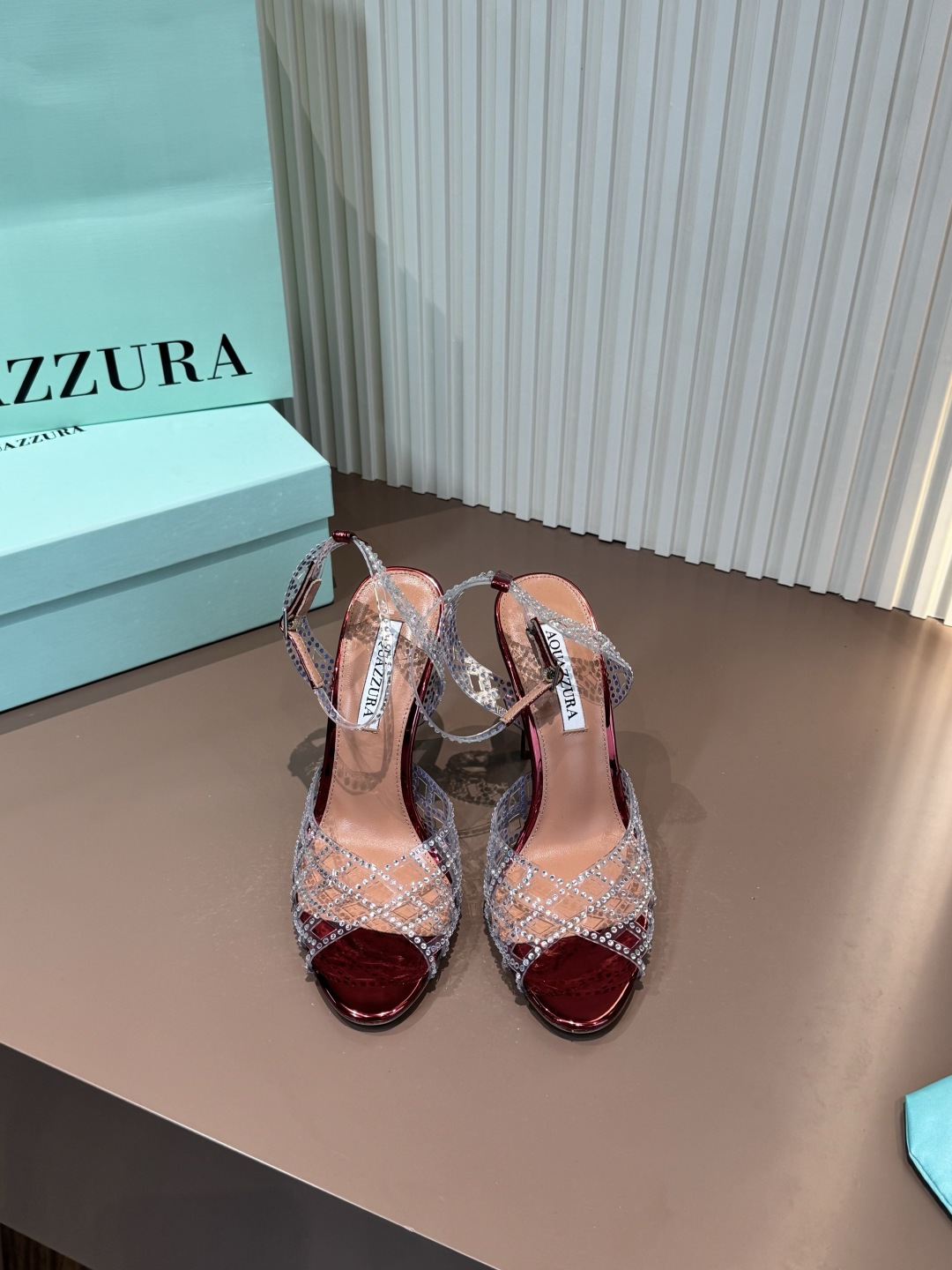 Aquazzura Sandals Film Crystal Cross High Heels