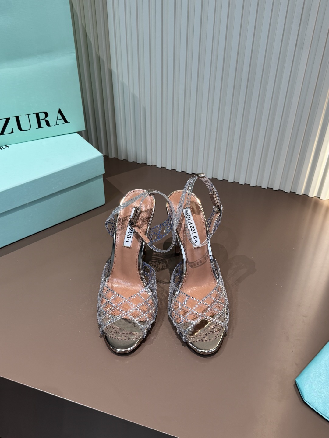 Aquazzura Sandals Film Crystal Cross High Heel