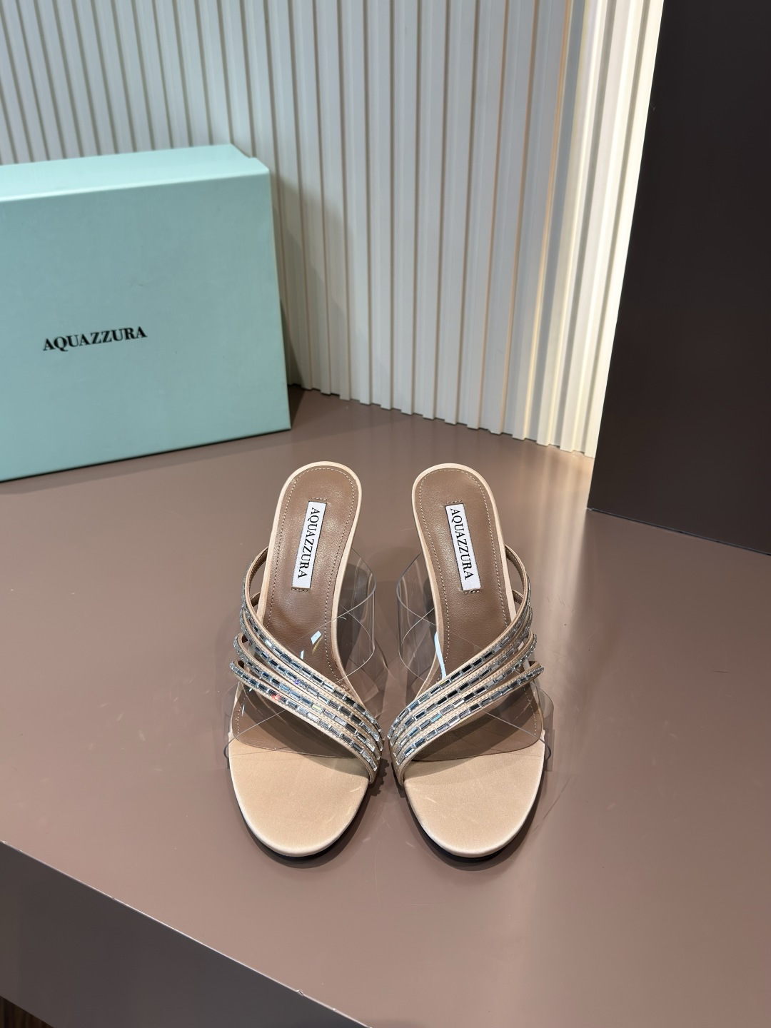 Aquazzura 高跟涼鞋 膠片 水晶 交叉 露趾