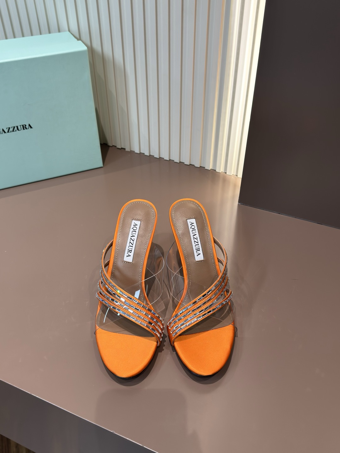 Aquazzura 高跟涼鞋 膠片 水晶 交叉 露趾
