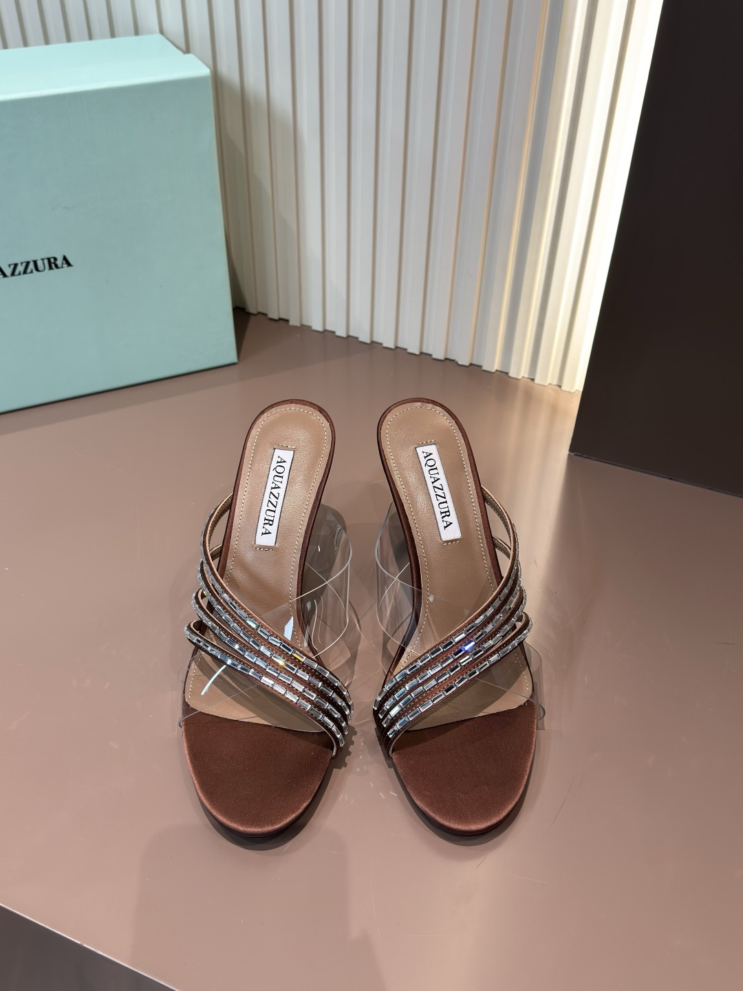 Aquazzura 高跟涼鞋 水晶 膠片 交叉 露趾