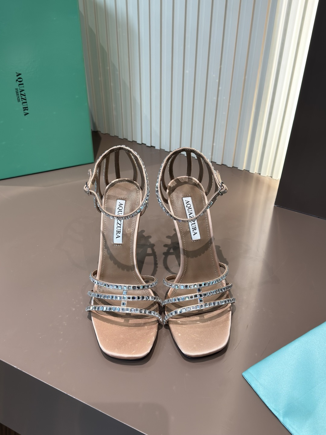 Aquazzura Sandals Rhinestone Sheepskin Stiletto