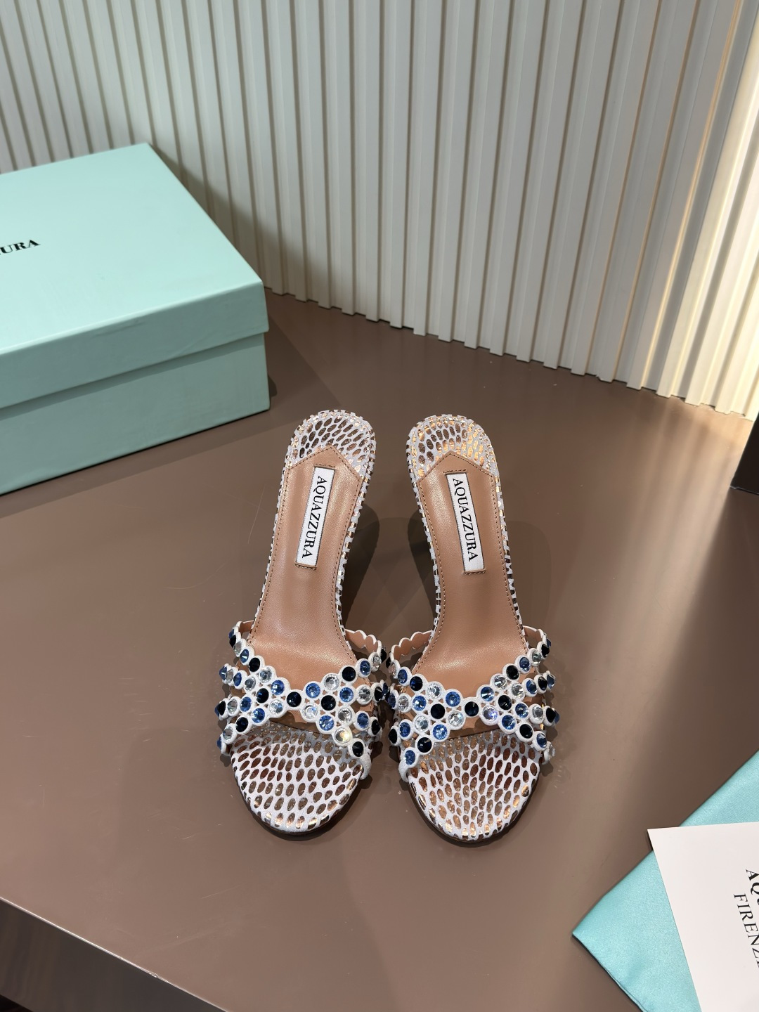 Aquazzura 水鑽 網面 高跟 涼鞋