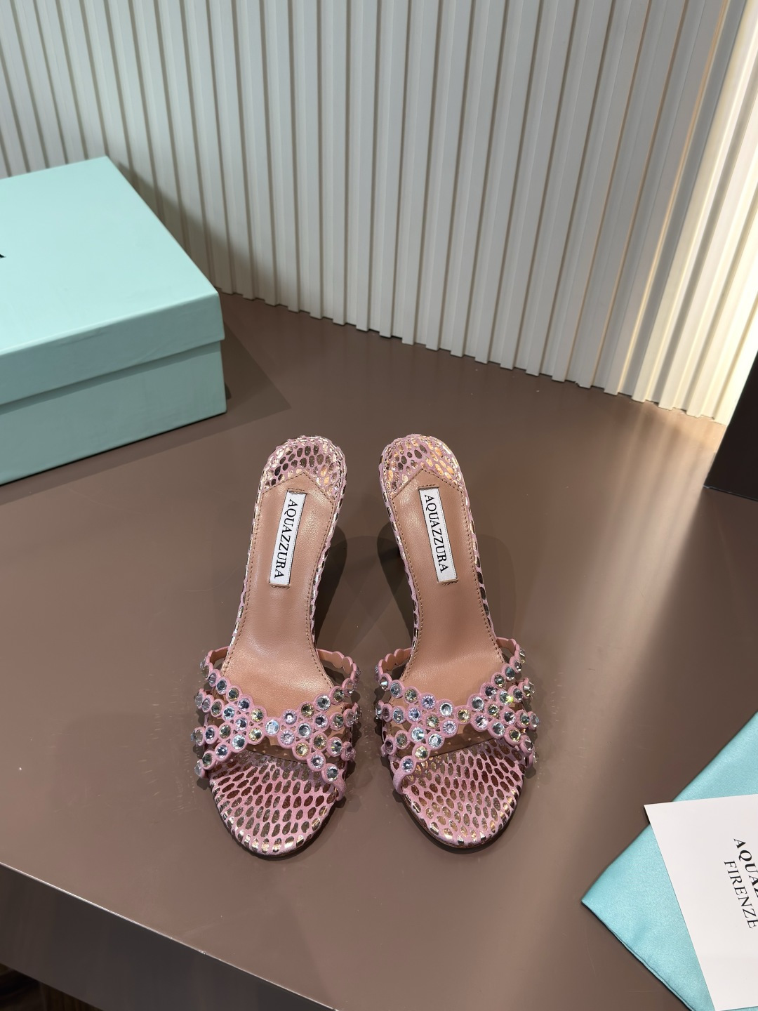 Aquazzura 水鑽 露趾 高跟 涼鞋 真皮
