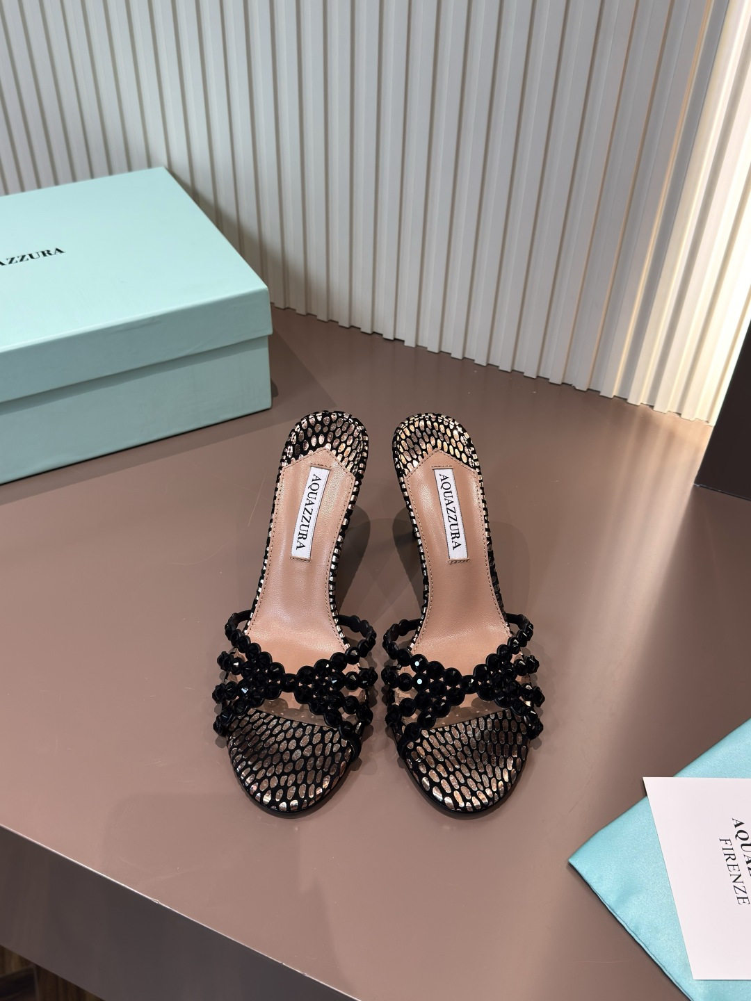 Aquazzura 水鑽 網面 高跟 涼鞋