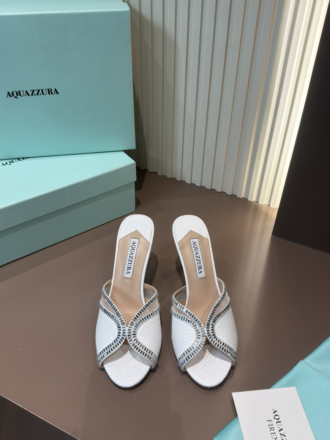 Aquazzura 水鑽 高跟 涼拖 白色 麻繩 羊皮