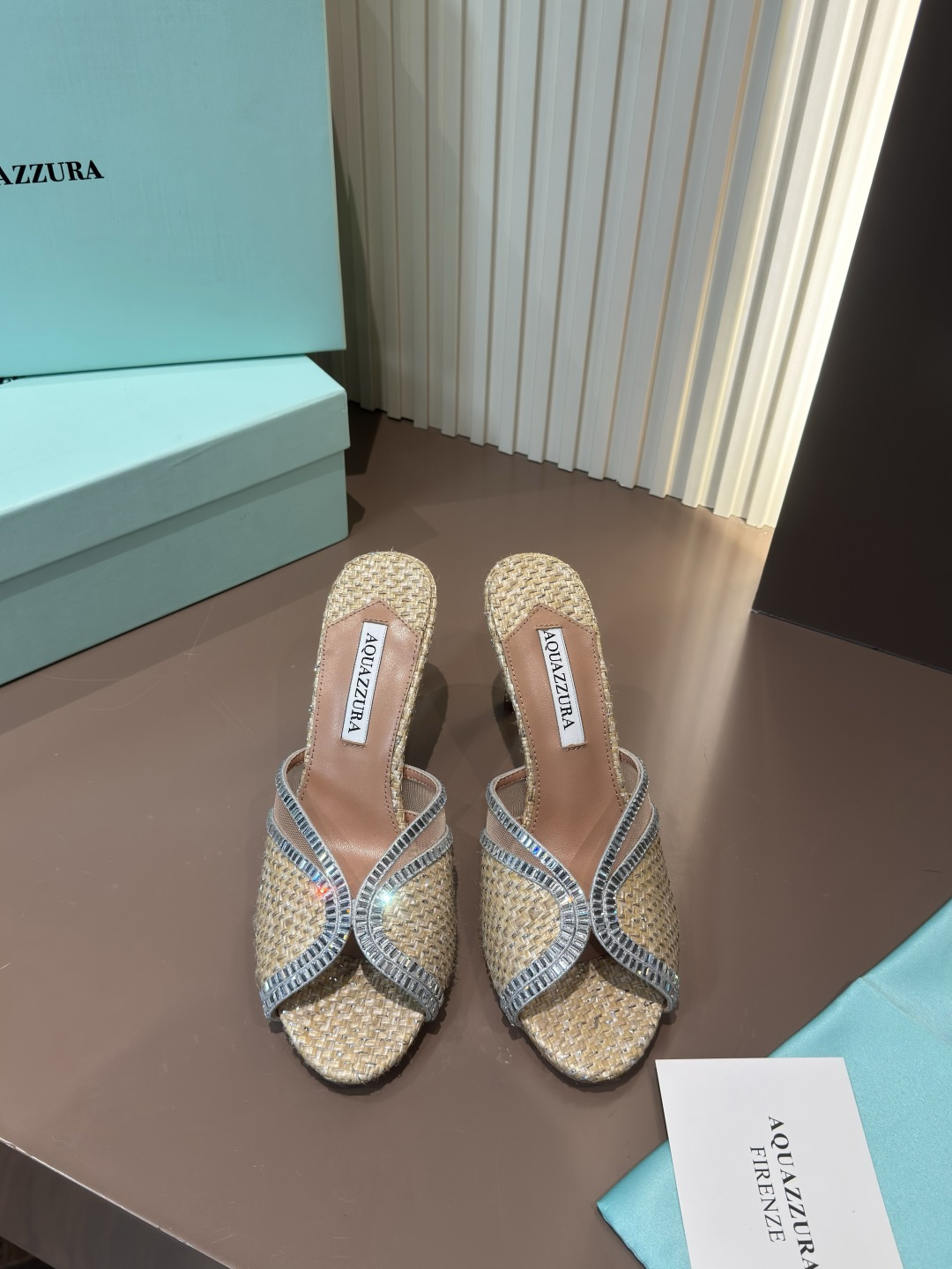 Aquazzura 麻繩燙鑽 高跟涼拖 女鞋