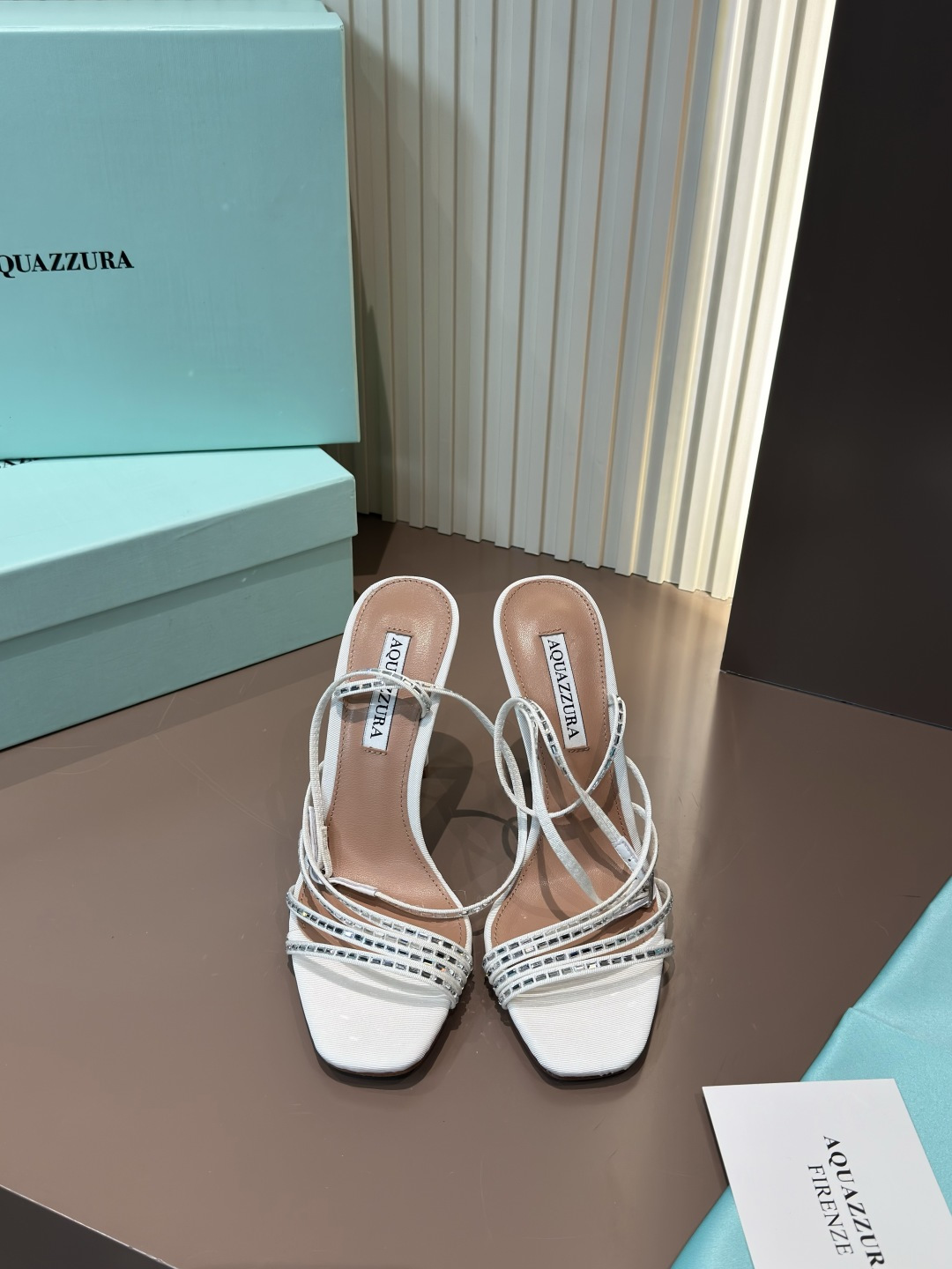Aquazzura White Crystal Embellished Fabric Strappy High Heel Sandals