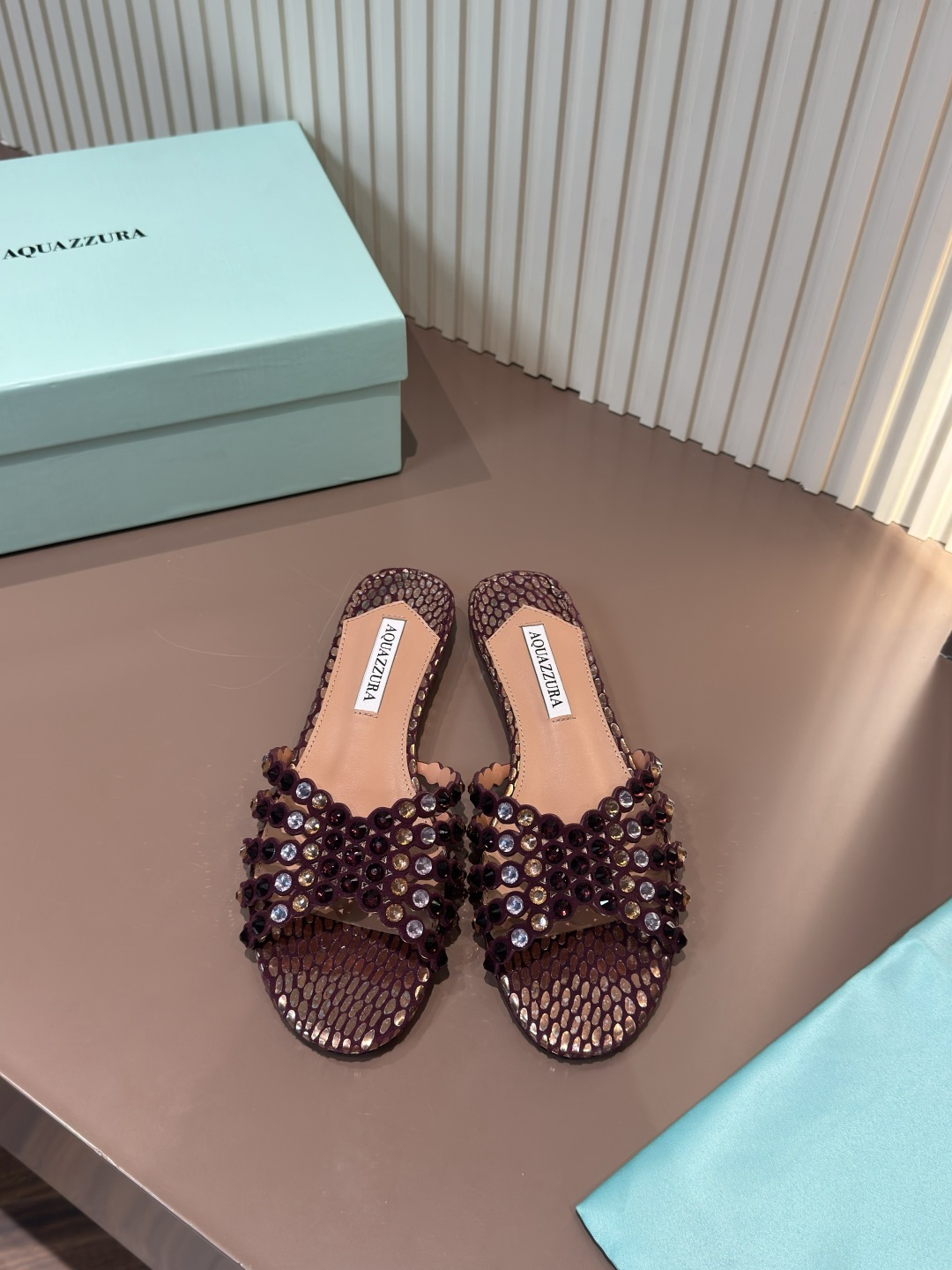 Aquazzura rhinestone PVC flat sandals