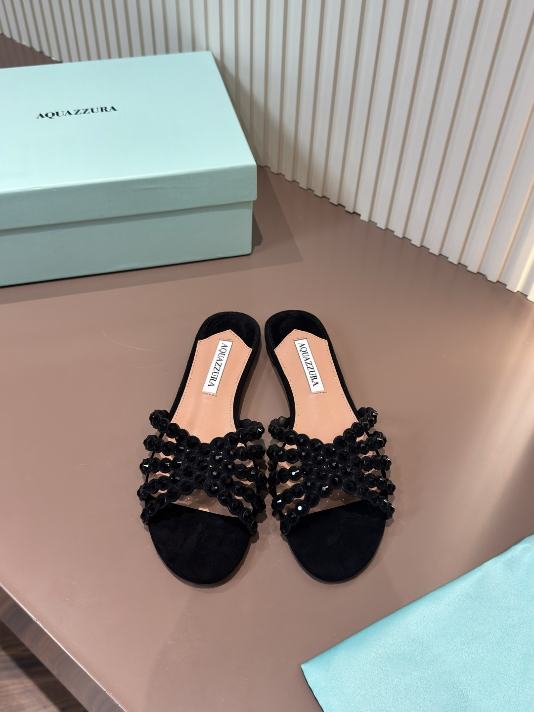 Aquazzura rhinestone PVC flat sandals