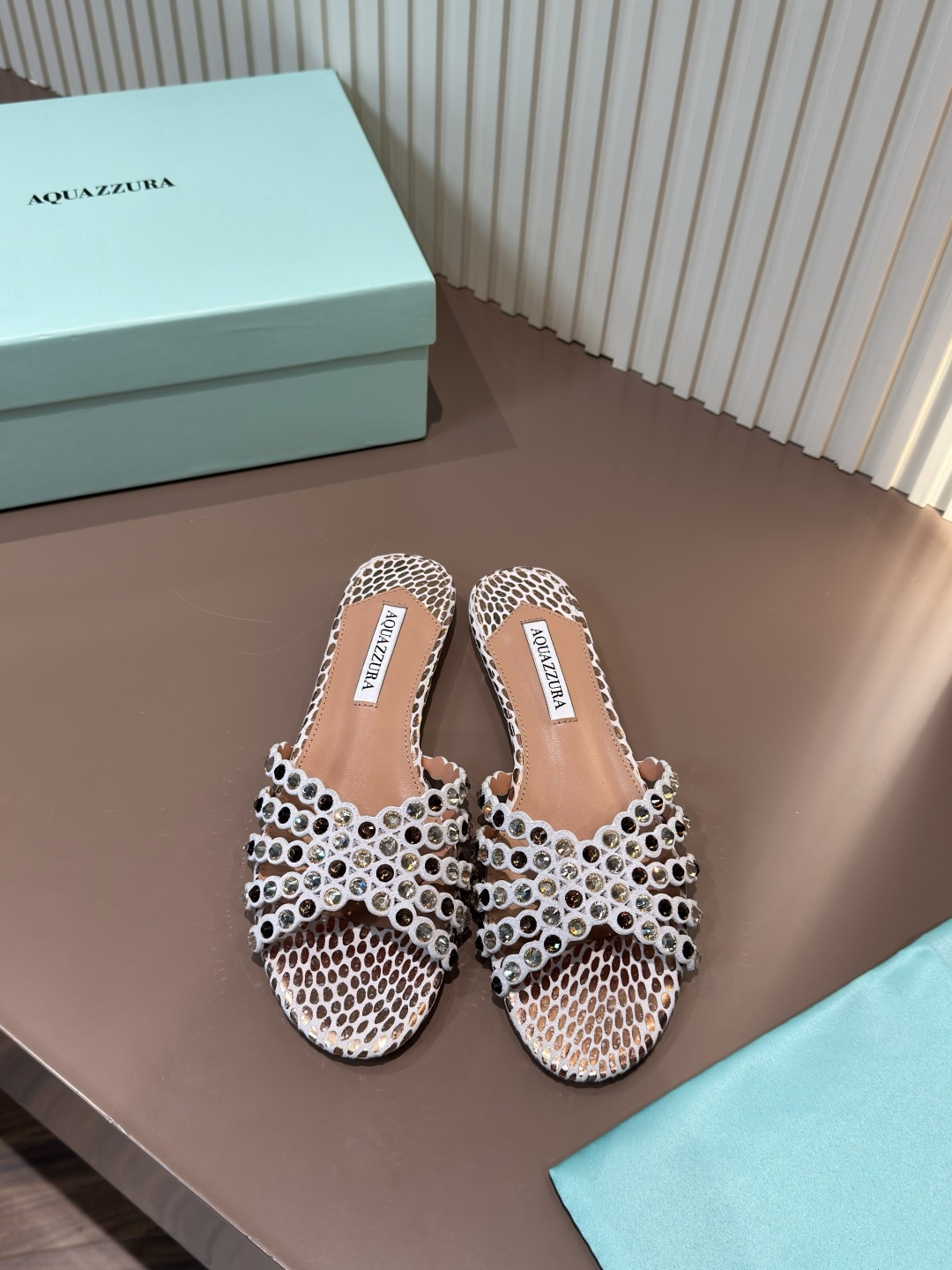 Aquazzura rhinestone PVC flat sandals