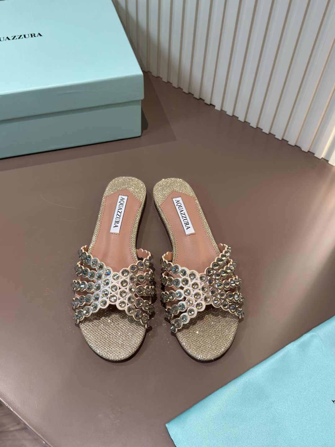 Aquazzura rhinestone PVC flat sandals