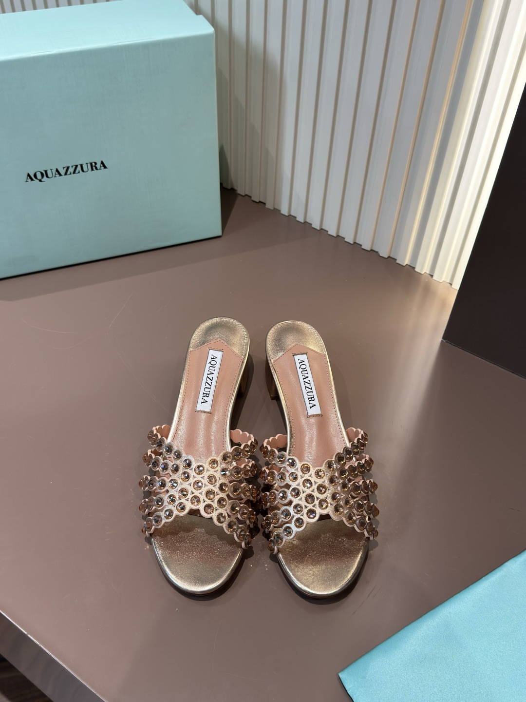 Aquazzura rhinestone PVC sandals flat sheepskin