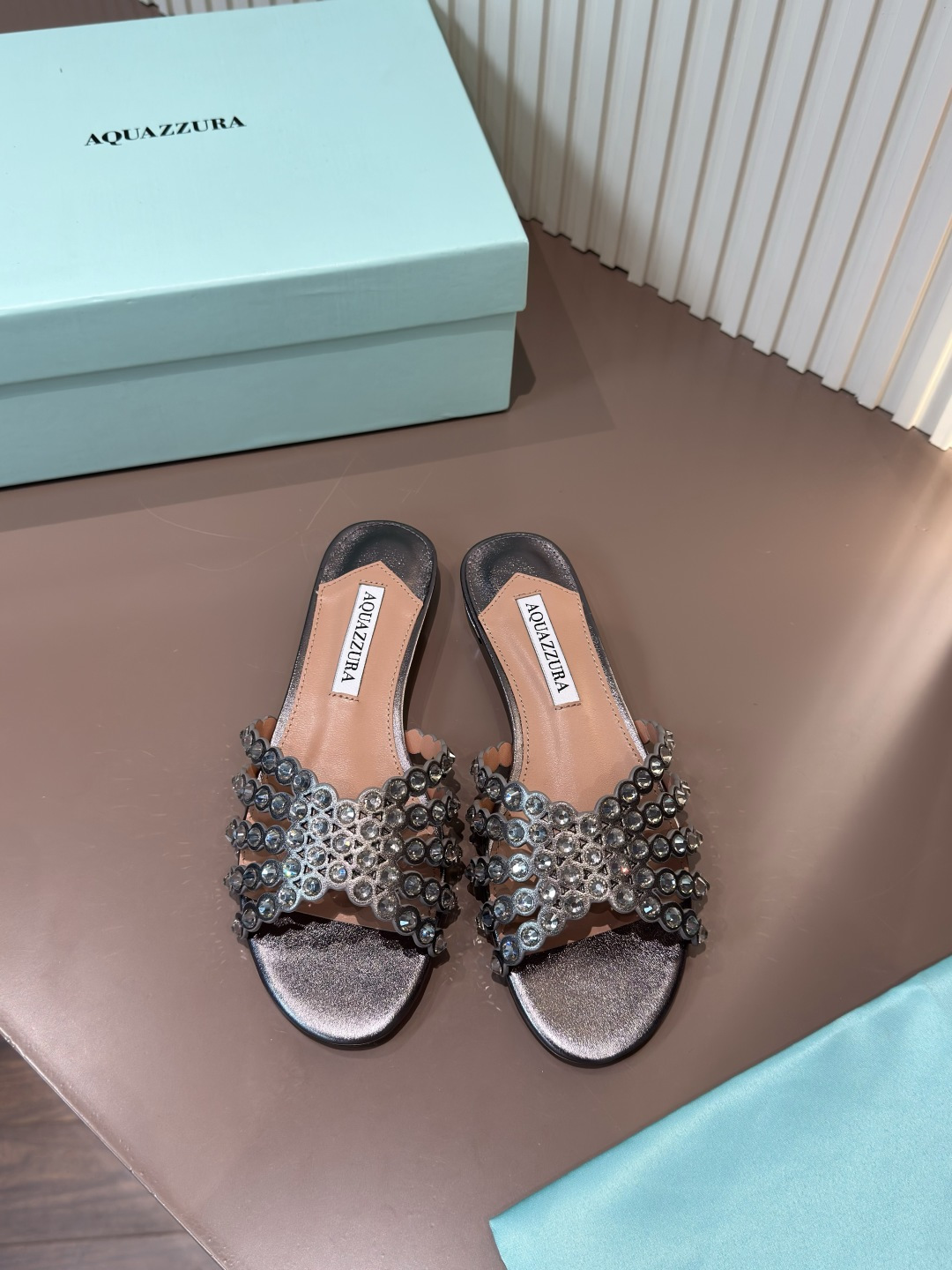 Aquazzura rhinestone PVC flat sandals