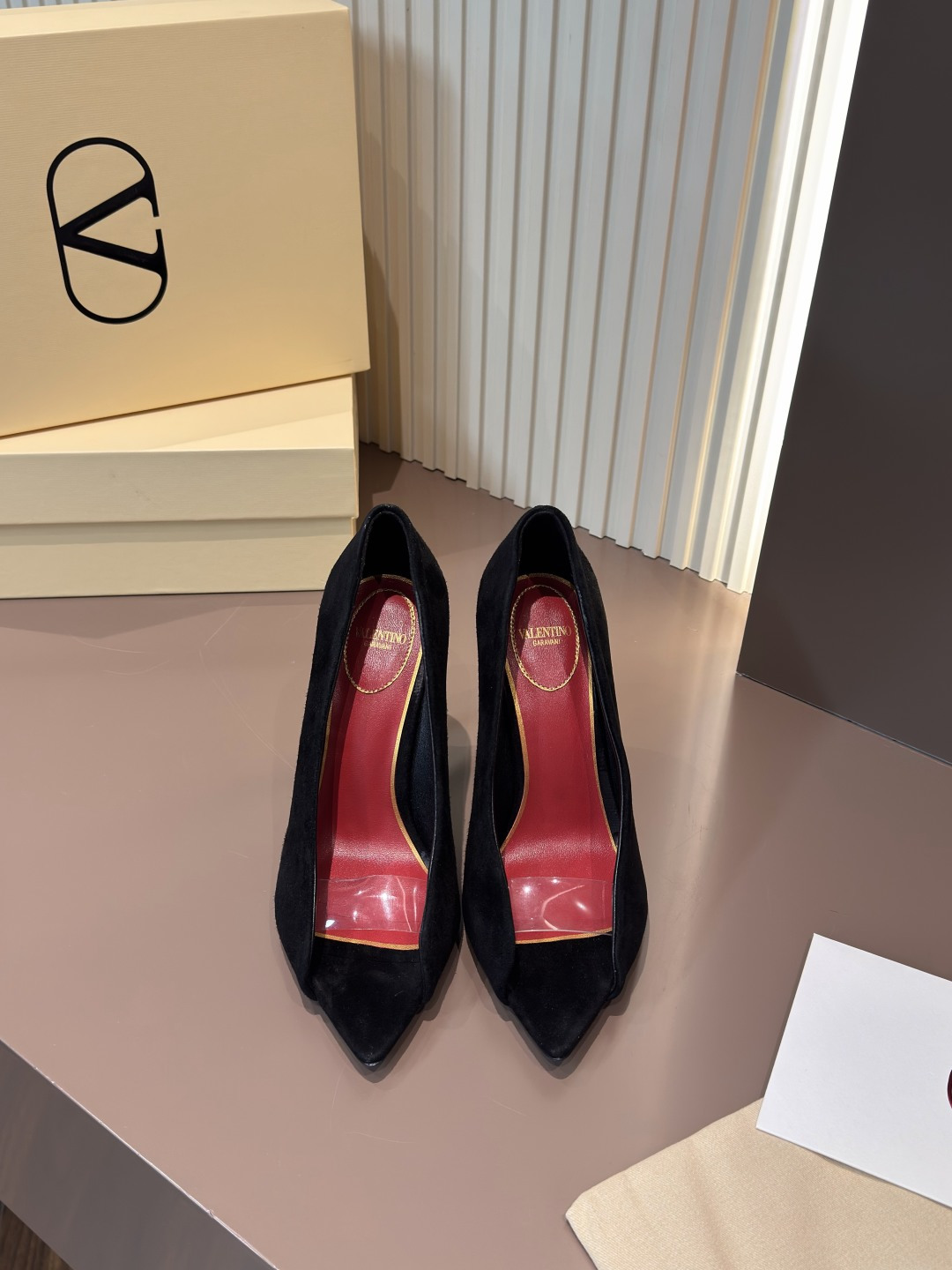 Valentino High Heels Suede Lambskin Lining Pointed Toe Stiletto