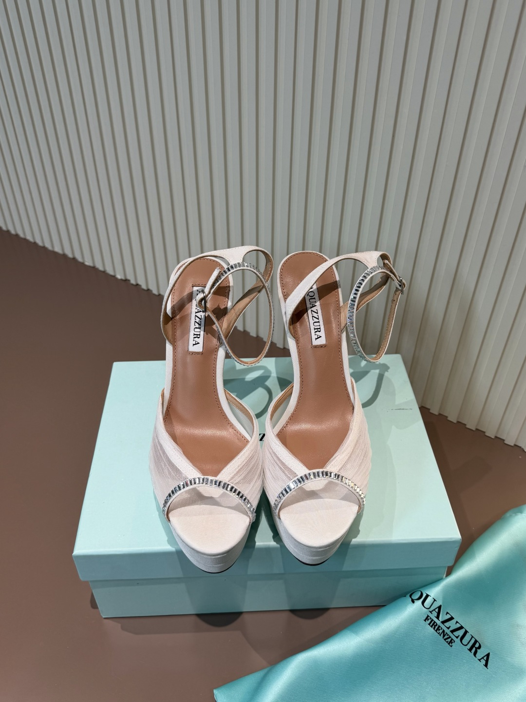 AQUAZZURA 高跟鞋 网纱 水钻 露趾 细跟 凉鞋