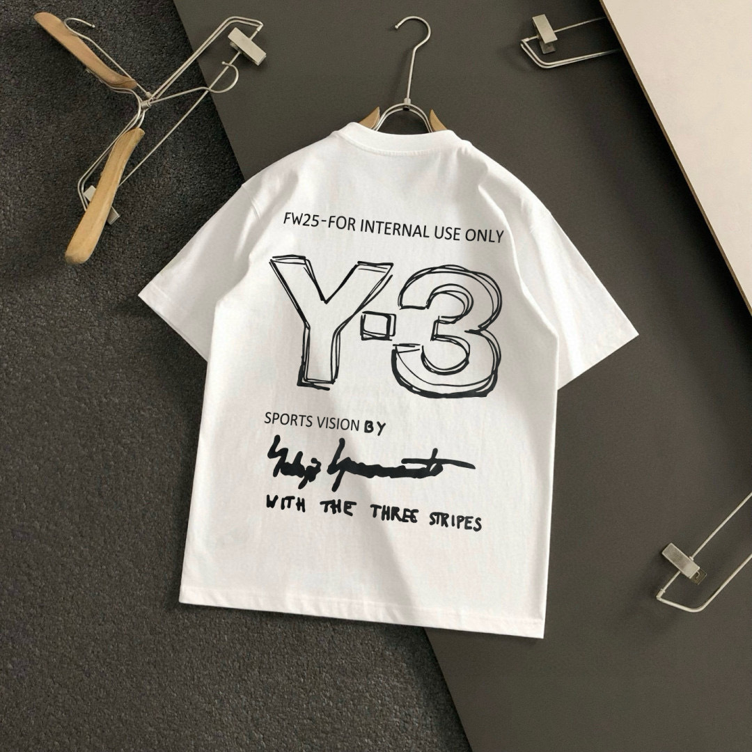 “Y-3 2025SS Spring & Summer T-Shirts: Comfortable Cotton Fabric, Classic Logo Design, Sizes M-3XL” - 图片 8