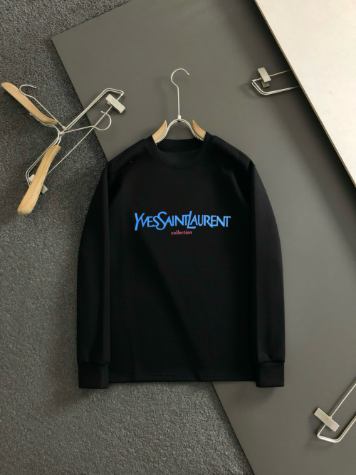 Yves Saint Laurent Men's Black Cotton Long Sleeve Logo Sweatshirt 1 Yves Saint Laurent Men's Black Cotton Long Sleeve Logo Sweatshirt