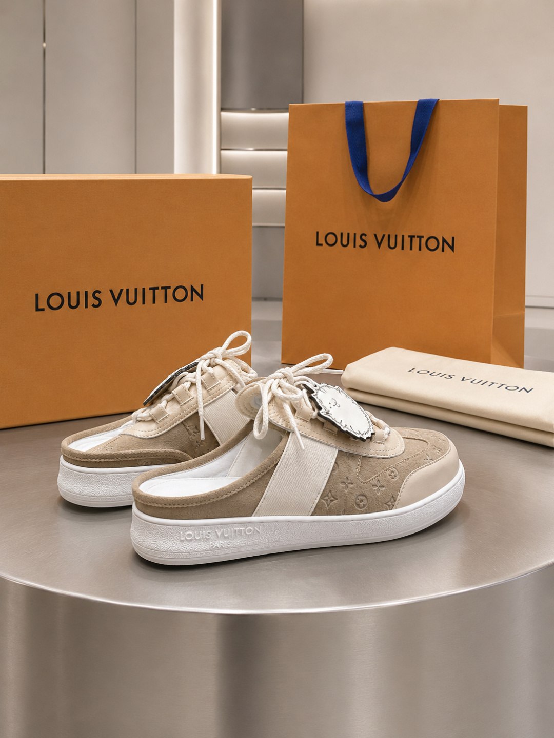 Louis Vuitton Beige Monogram Mule Sneakers