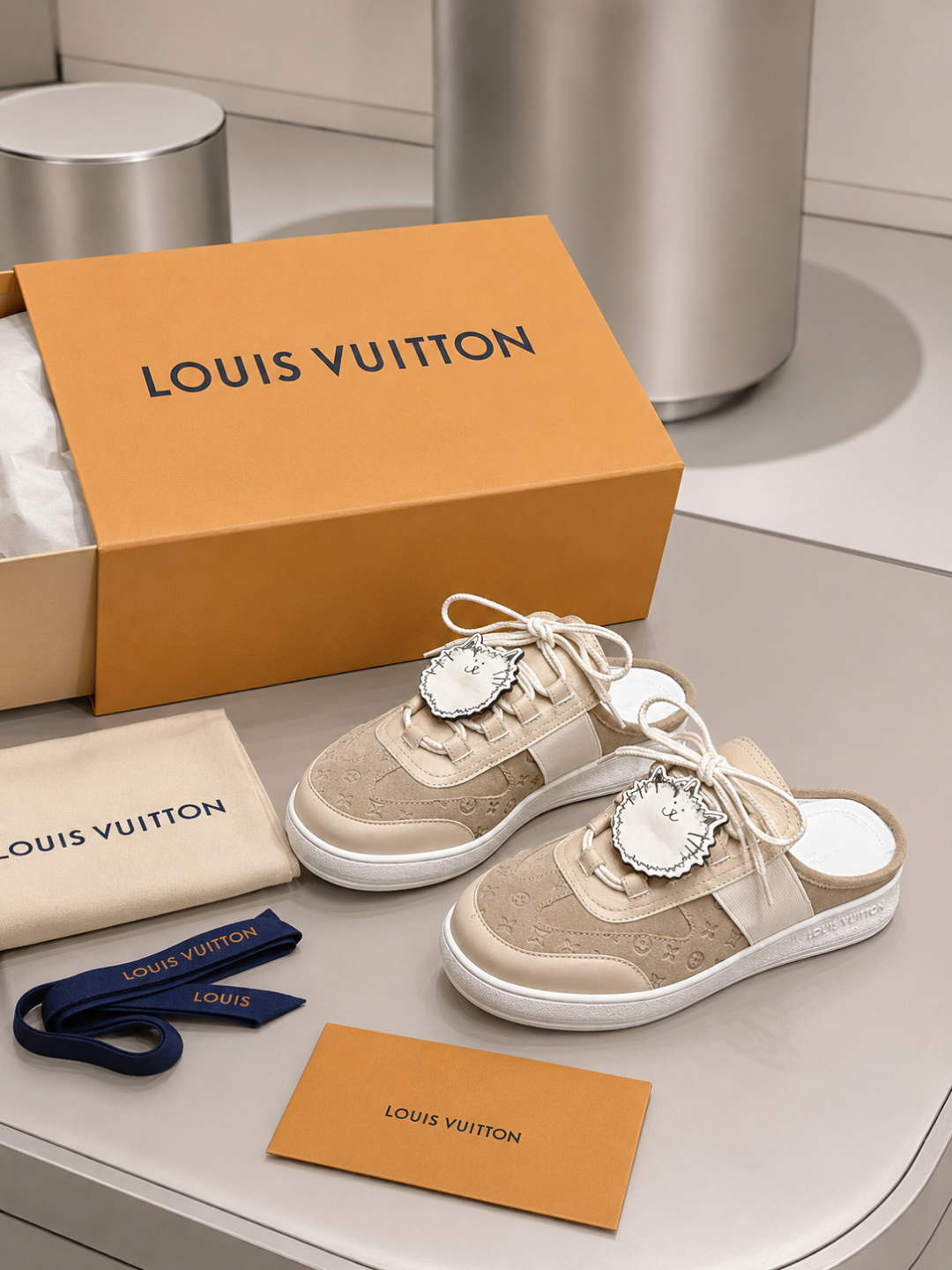 Louis Vuitton Beige Monogram Mule Sneakers