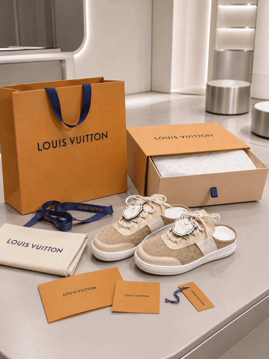 Louis Vuitton Beige Monogram Mule Sneakers