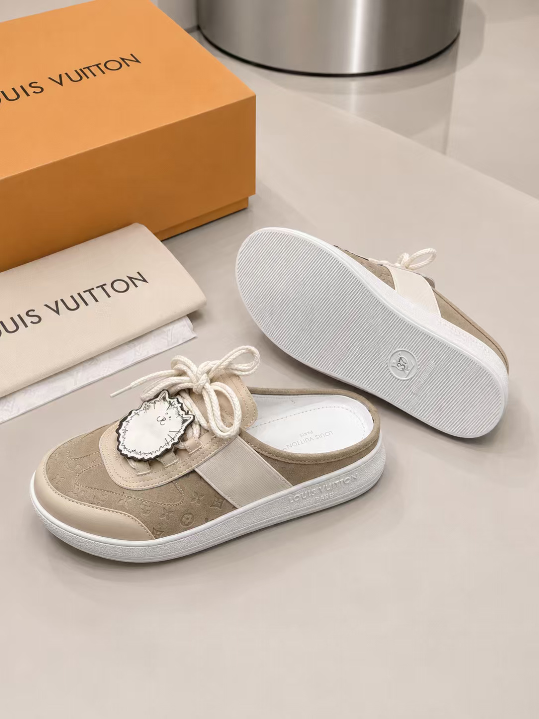 Louis Vuitton Beige Monogram Mule Sneakers
