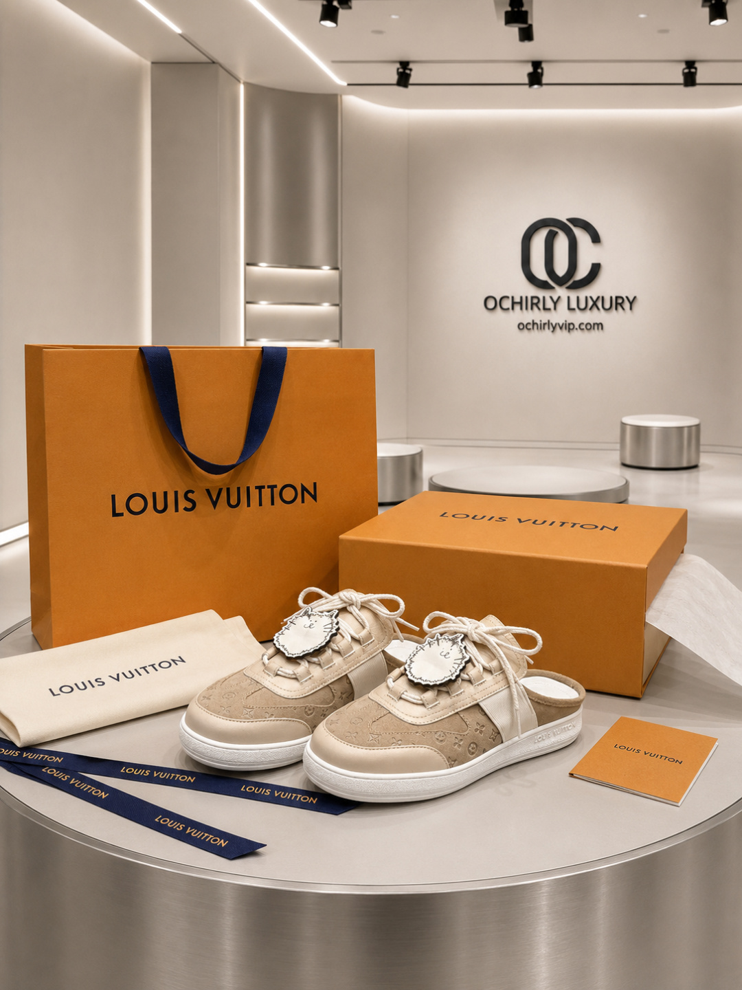 Louis Vuitton Beige Monogram Mule Sneakers
