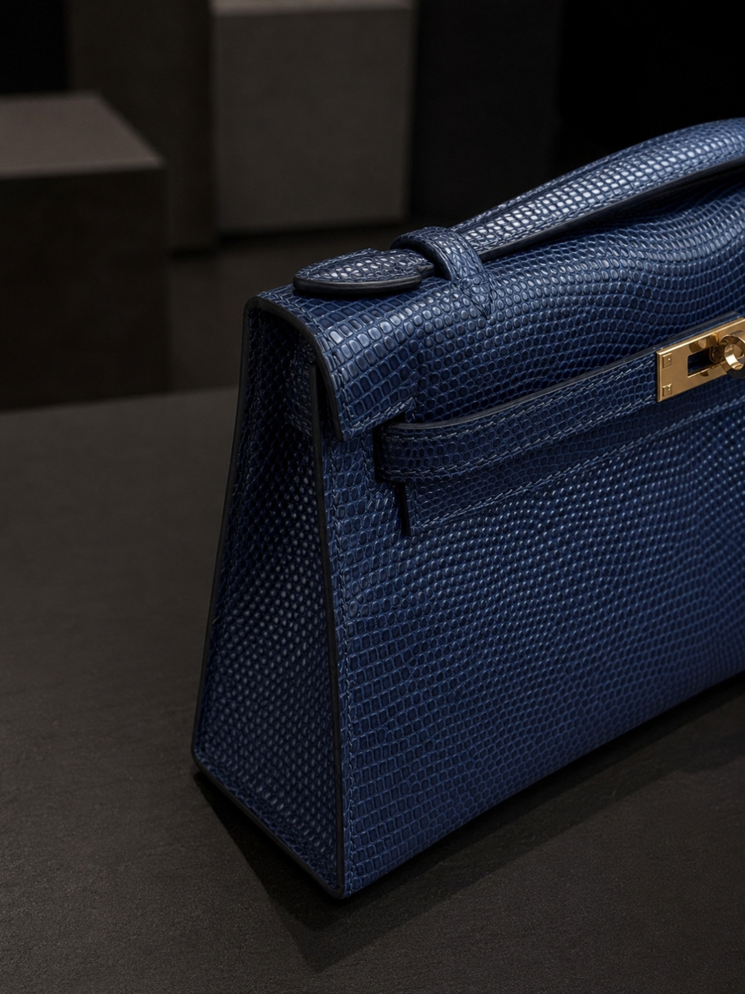 Hermès Navy Textured Mini Handbag