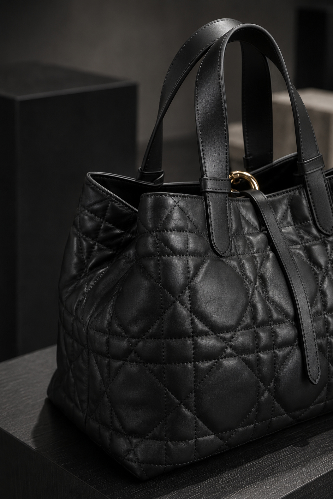 Dior Black Quilted Leather Tote Bag