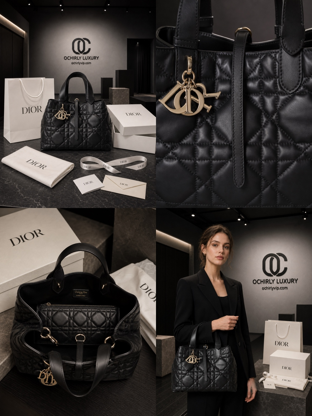 Dior Black Quilted Leather Tote Bag
