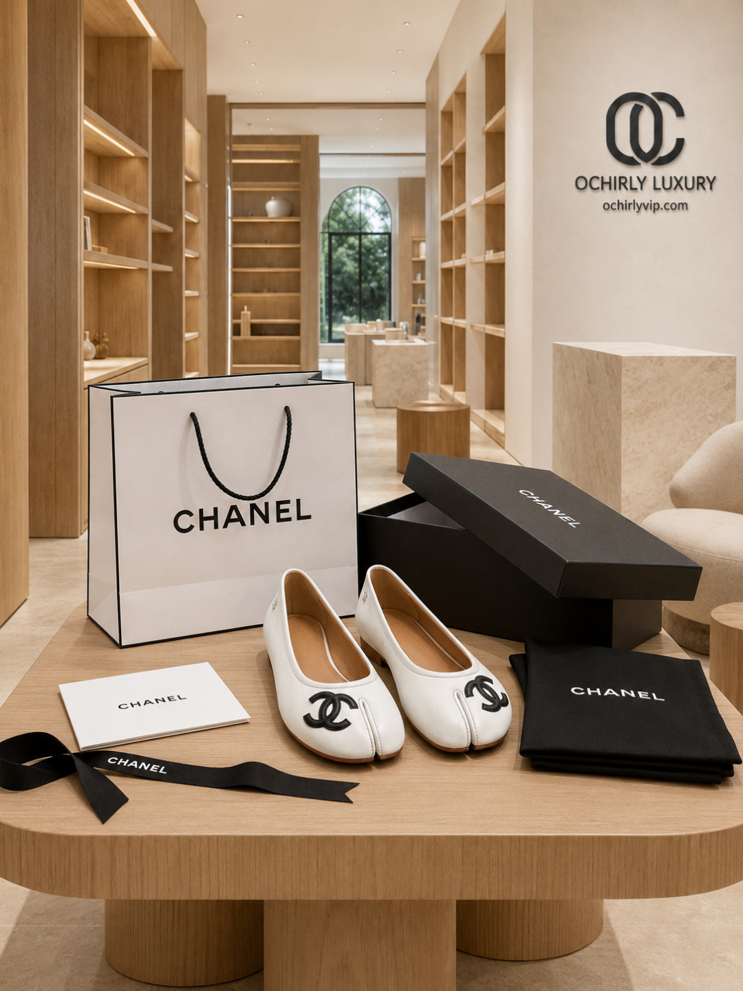Chanel White Leather Ballet Flats