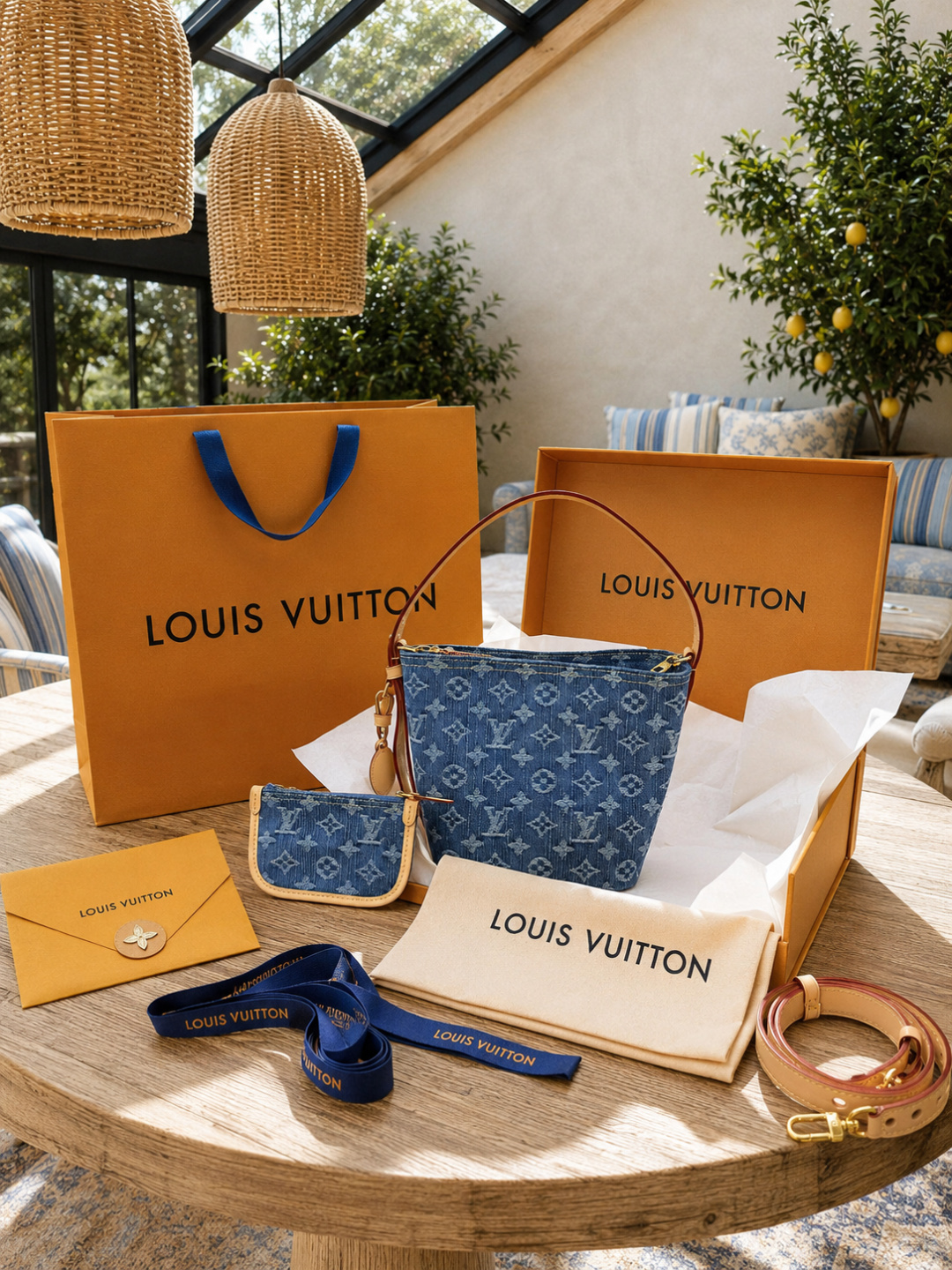 Louis Vuitton Blue Denim Crossbody Bag
