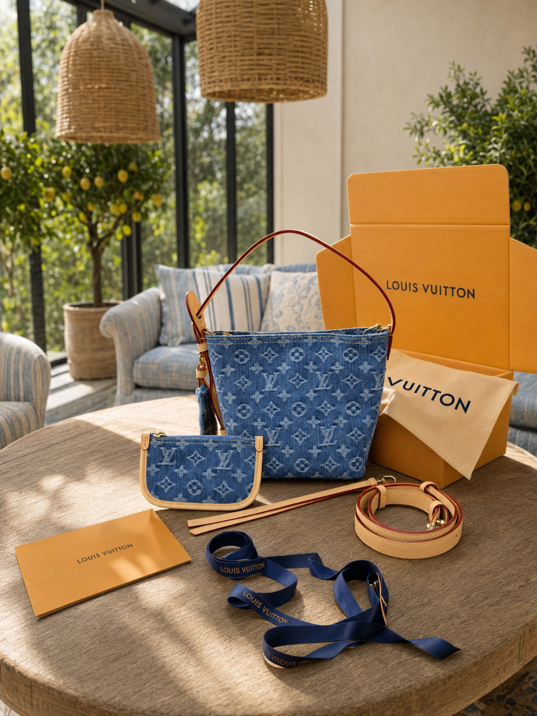 Louis Vuitton Blue Denim Crossbody Bag