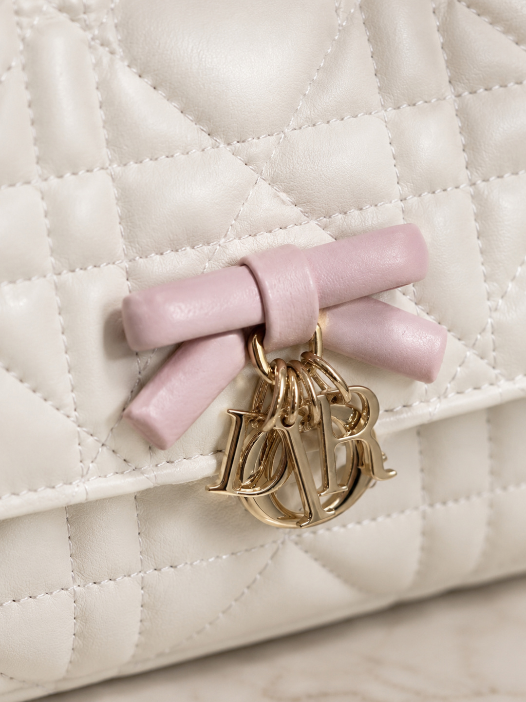 Dior White Quilted Mini Top-Handle Bag
