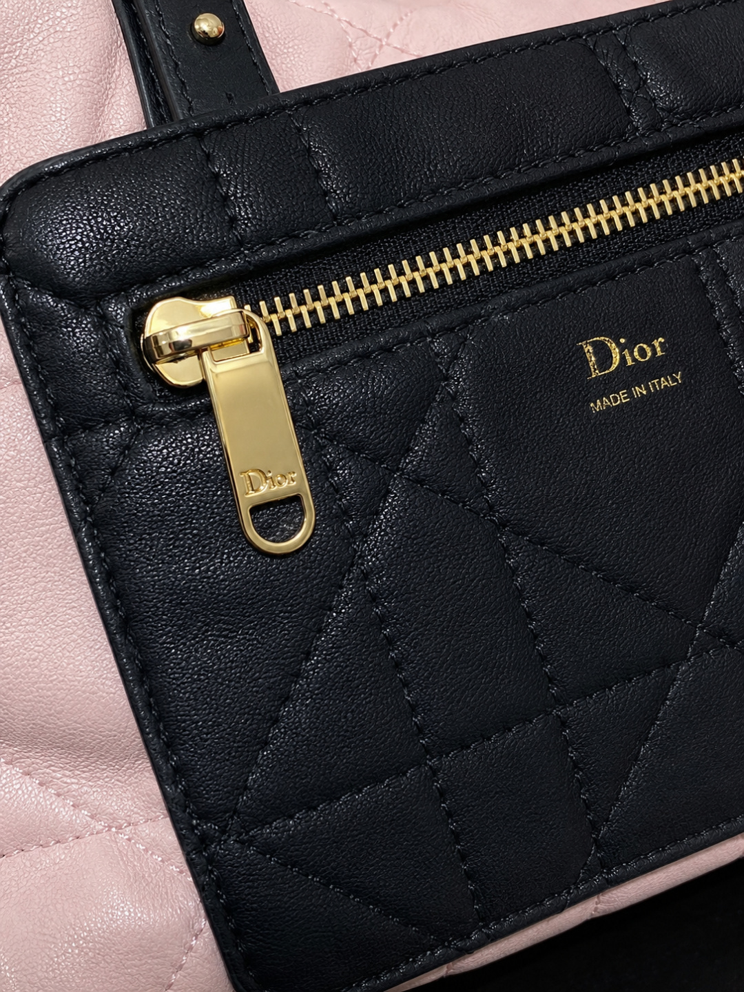 Dior Pink and Black Quilted Handbag