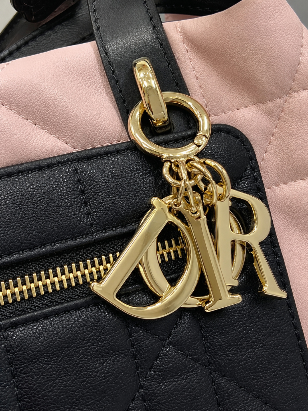 Dior Pink and Black Quilted Handbag