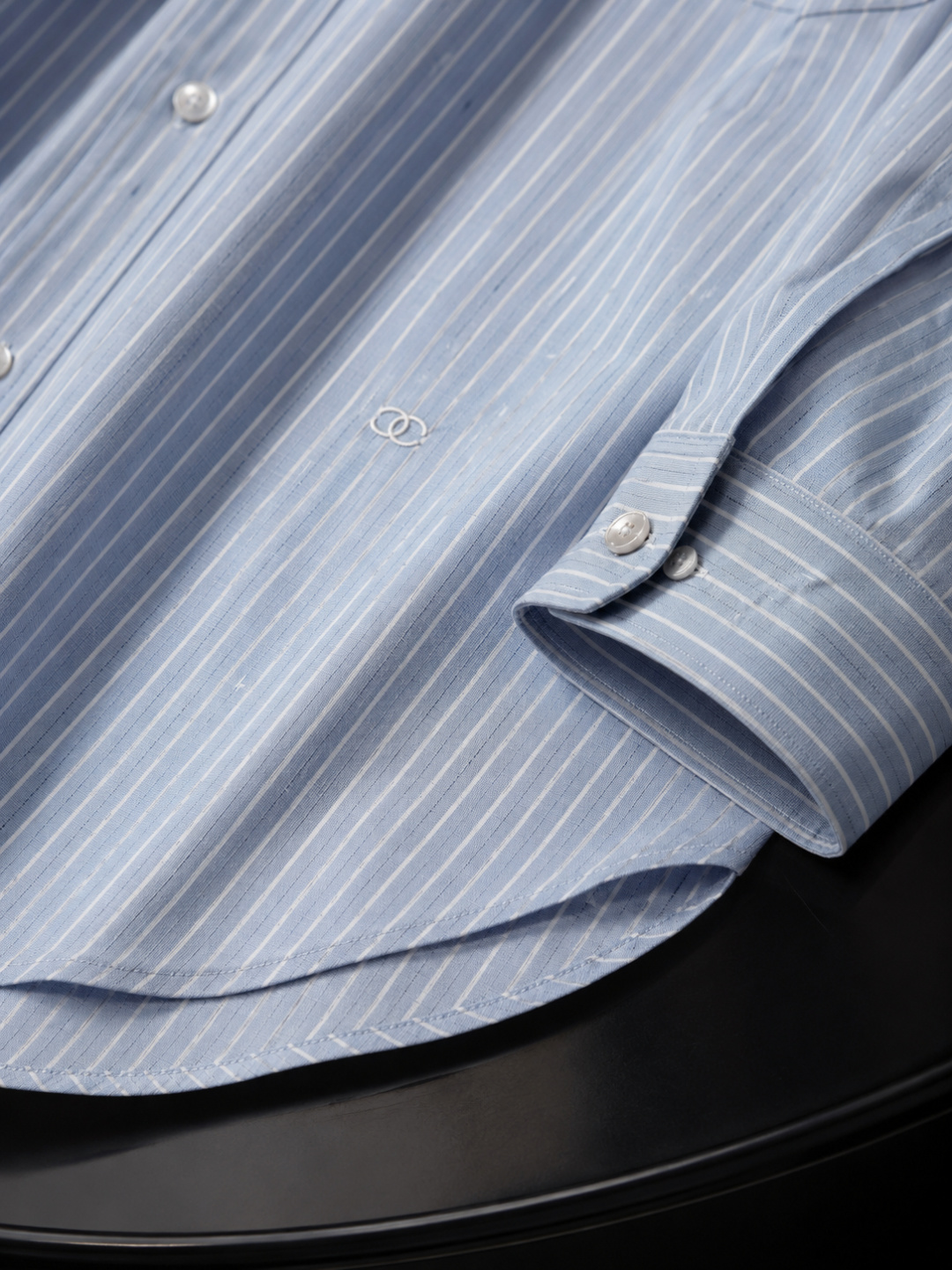 Chanel Blue Striped Cotton Shirt