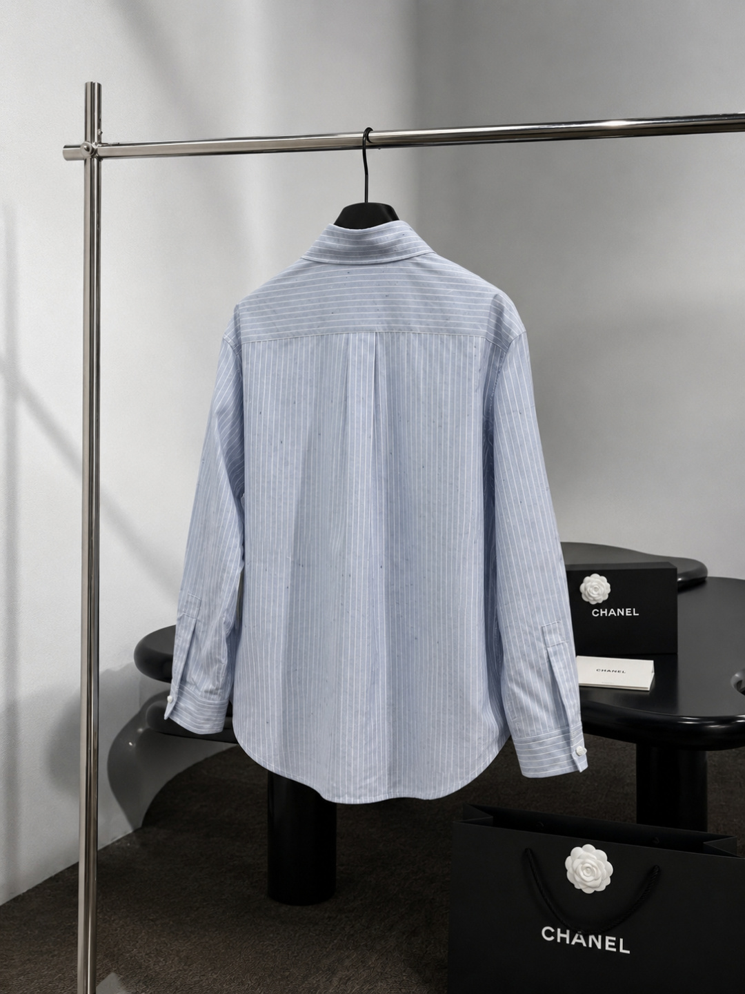Chanel Blue Striped Cotton Shirt